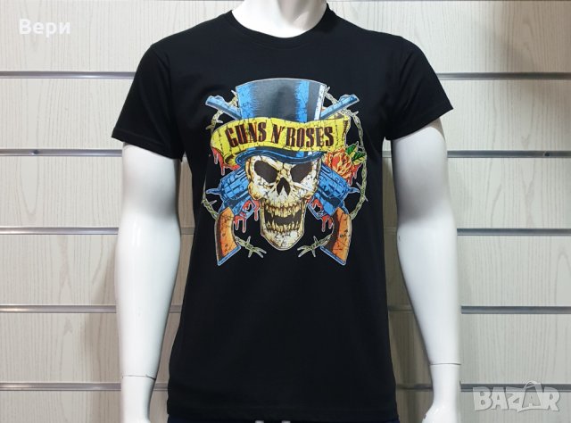 Нова мъжка тениска с дигитален печат на музикалната група GUNS N'ROSES, с череп, снимка 3 - Тениски - 27839016