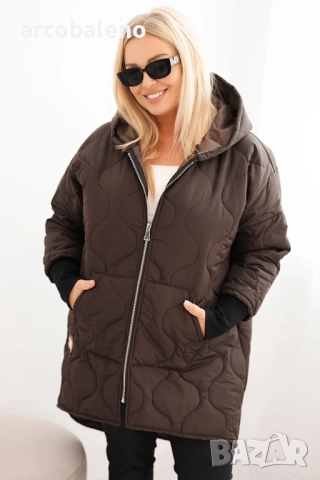 Дамско преходно яке Plus Size, ватирано с качулка, 10цвята , снимка 10 - Якета - 52951106