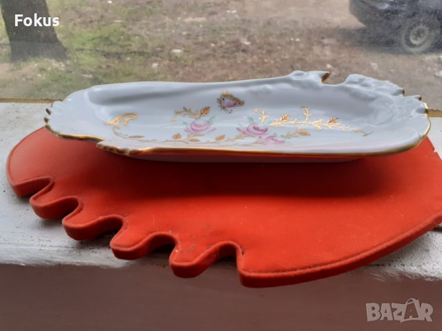 Порцелан подносче плато чиния на Limoges с позлата, снимка 2 - Антикварни и старинни предмети - 40326024
