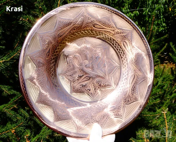 Медна фруктиера,меден съд,плато,пано 500 гр. , снимка 2 - Антикварни и старинни предмети - 47404569