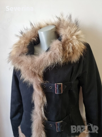 LALTRAMODA* Късо яке с естествен косъм , снимка 3 - Якета - 52431394