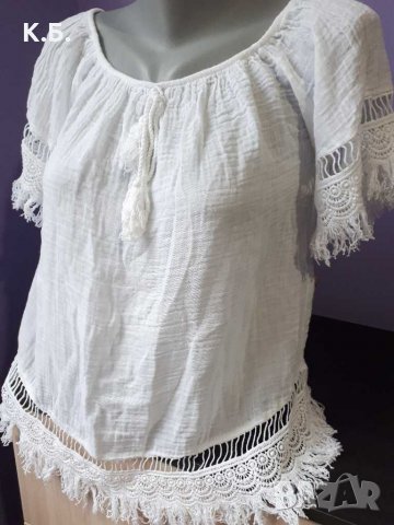 Нова! Финна памучна блуза с дантела р-р M,L, снимка 2 - Ризи - 32097205