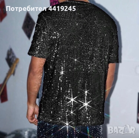 Мъжка тениска с пайети , снимка 2 - Тениски - 52858714