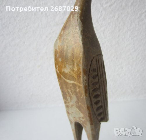 41 см висока стара Дървена фигура, дърворезба  водна птица, снимка 8 - Статуетки - 31999522