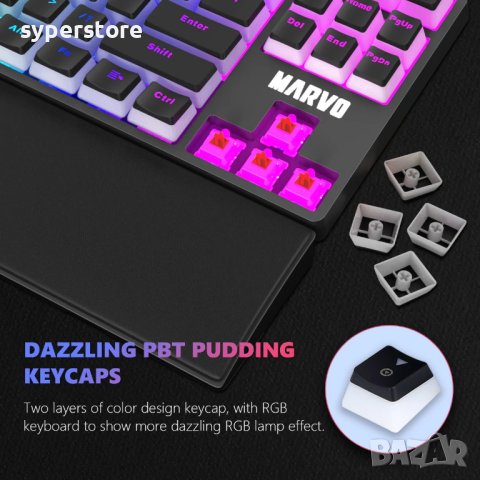 Клавиатура Геймърска USB Marvo KG946 Черна Rainbow Подсветка Anti-Ghosting  , снимка 5 - Клавиатури и мишки - 40796039