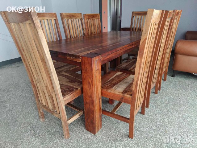 Маса и 8 стола от екзотично мангово дърво , снимка 3 - Други стоки за дома - 42374435