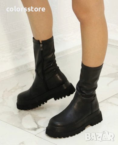 Равни боти - черна кожа с черно ходило - NBS1