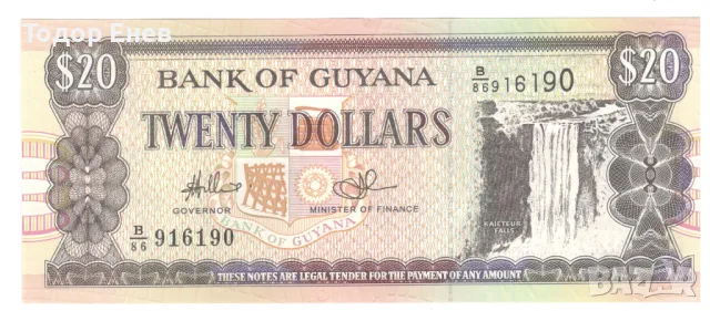Guyana-20 Dollars-2010-P# 30e.2-Paper, снимка 1