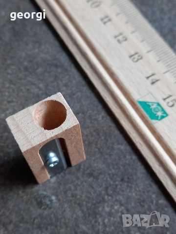 ретро немска дървена линийка с острилка за моливи, снимка 4 - Антикварни и старинни предмети - 44680350