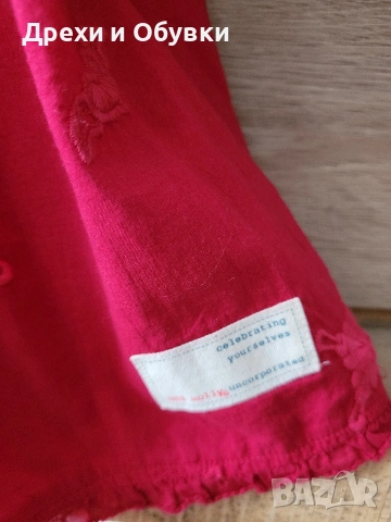 Разкроена червена рокля с бродерии памучна материя  ODD MOLLY , снимка 10 - Рокли - 54074102