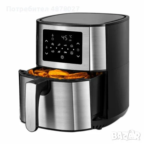 Фритюрник AirFry er Voltz OV51980M, 1400W, 5.5л., Горещ въздух, Таймер, до 200°C, Сив, 2 ГОДИНИ ГАРА, снимка 7 - Фритюрници - 55753561