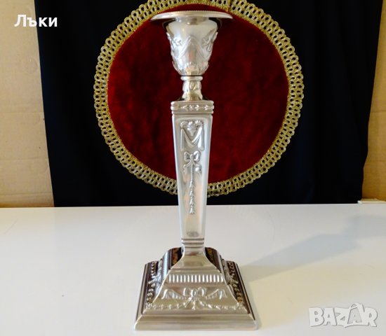 Посребрен свещник,Овен,барок. , снимка 2 - Антикварни и старинни предмети - 38839112
