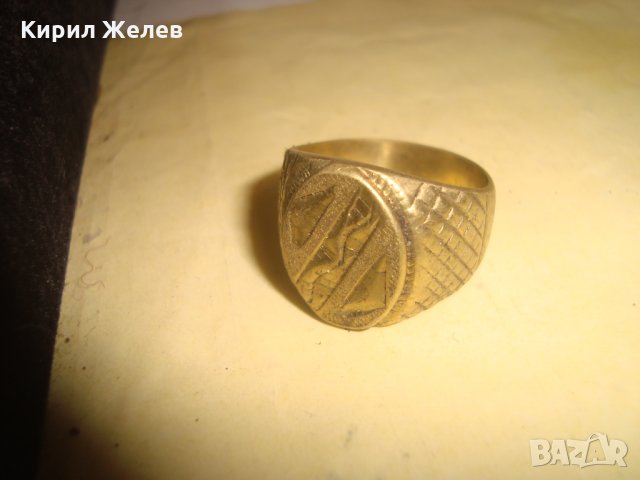 СТАР ПОЗЛАТЕН БРОНЗОВ ПРЪСТЕН ОРНАМЕНТИРАН РЪЧНО МАЙСТОРСКА АРТ ДЕКО СТИЛ ИЗРАБОТКА МАСИВЕН 21801, снимка 8 - Антикварни и старинни предмети - 33962733