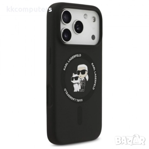 Оригинален кейс Karl Lagerfeld Silicone Double Heads And Circle MagSafe, За iPhone 17 Pro (6.3), Чер, снимка 3 - Калъфи, кейсове - 51825595