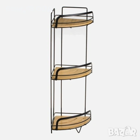 63см! Ъглова етажерка за баня от бамбук и метал