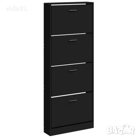 vidaXL Шкаф за обувки, черен, 59x17x150 см, инженерно дърво, снимка 1 - Шкафове - 56147130
