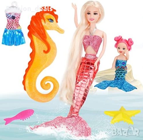 Нов комплект за игра Принцеса русалка Морско конче Деца подарък, снимка 7 - Кукли - 42246062