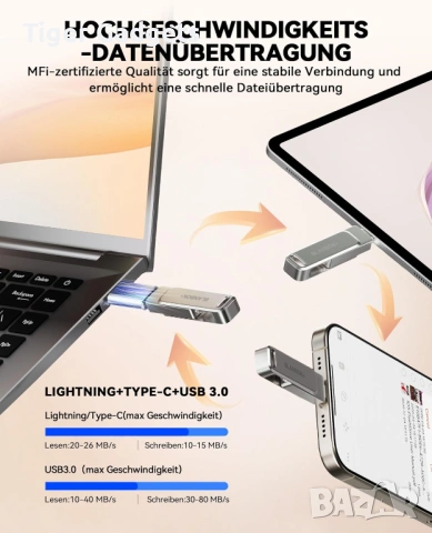 Blanbok+ MFi сертифицирана USB флашка 256GB iPhone Android 3в1, снимка 4 - USB Flash памети - 54079893