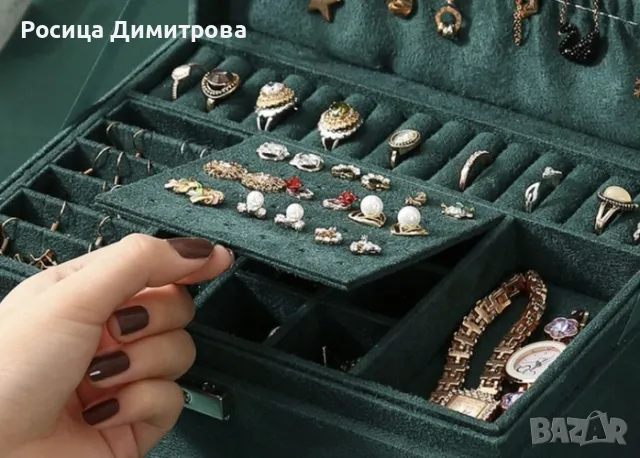  Луксозна кутия за бижута с ключ - зелена, снимка 5 - Други - 47393845