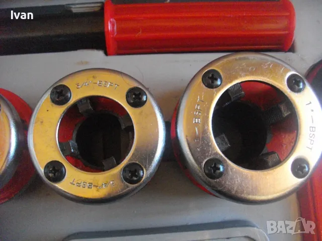 НОВ КОМПЛЕКТ РЕЗБОНАРЕЗЕН 1/4-1 1/4 ЦОЛ ВИНТОРЕЗ ПАФТА ПЛАШКА РЕЗБИ ТРЪБИ 6ГЛАВИ ДЕСНИ СТАНДАРТ BSPT, снимка 6 - Други инструменти - 48048670