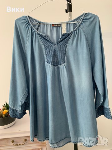 Дънкова блуза в размер L, снимка 6 - Блузи с дълъг ръкав и пуловери - 44175192