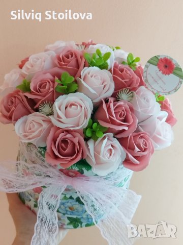 Голям букет със двайсет и седем сапунени рози, снимка 3 - Подаръци за жени - 40295535