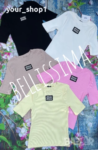 Miu Miu дамска блуза / тениска с 3/5 ръкав  рипс , снимка 2 - Тениски - 50551997