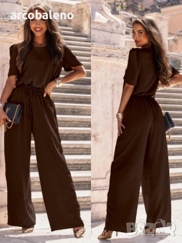 Дамски комплект от блуза и широки панталони от Mascia, 6цвята , снимка 2 - Комплекти - 51369496