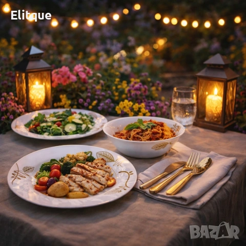 Стил и изтънченост за всяка трапеза - Комплект чинии 24 части с елегантен листен дизайн, снимка 7 - Други - 53302965