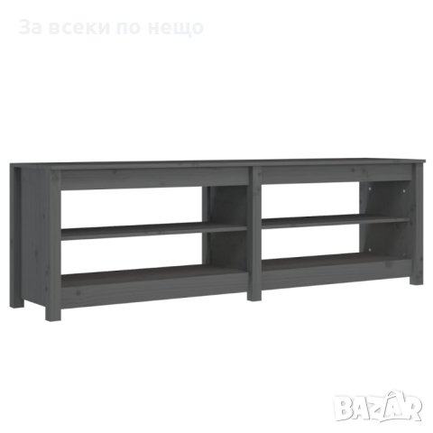Пейка за обувки, сива, 160x36,5x50 см, борова дървесина масив