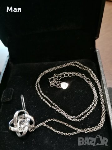 Ново сребърно колие с висулка с камъни цирконий, снимка 3 - Колиета, медальони, синджири - 32180135