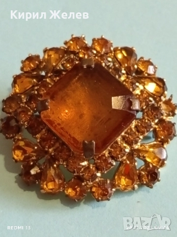 Стара скъпоценна брошка с фасетирани ювелирно камъни ЦИТРИН 52255, снимка 7 - Други - 52569859