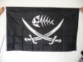 Пиратско знаме риба скелет две саби абордаж флаг корсар акула, снимка 1