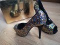 НОВИ Festissimo луксозни обувки със златни пайети на висок ток, Размер 39