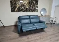 Тюркоазено син кожен диван тройка с ел. релакс механизъм La-z-boy, снимка 9