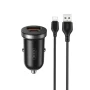 Зарядно устройство за кола комплект XO CC56 PD 30W QC 1x USB 1x USB-C с кабел USB - USB-C, Черен, снимка 2