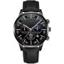 Мъжки елегантен водоустойчив часовник BASID / Цвят – черен със сребристи елементи, снимка 3