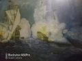 Голяма стара картина морска битка., снимка 3