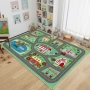 Детски килим за игра 120х160см - Зелен килим с училище и пътища, противоплъзгащ и миещ се, снимка 4