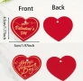 Happy Valentine Валентин 50 бр червени сърце сърца Тагове табелки етикети картонени ръчна изработка , снимка 2