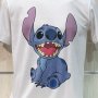 Нова бяла мъжка тениска с дигитален печат Стич (Stitch), снимка 5