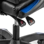 Геймърски стол с поставка за крака – черно-син, въртящ, с масажна функция и спортен дизайн, снимка 7