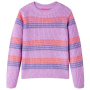 Детски пуловер на райе, плетен, лилаво и розово, 128(SKU:14537, снимка 1 - Детски пуловери и жилетки - 44772883