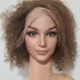 Къса естествена афро перука с обем - кафява с руси кичури | Lace Front 13x4, снимка 2