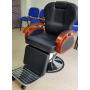 Бръснарски стол Apolo - черно и черно с оранжево, снимка 1