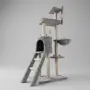 Котешка драскалка с къщичка, легло и платформи, 138 см, светлосива, снимка 1
