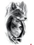 Жена с вълк лисица временна татуировка татос татус Tattoo, снимка 2
