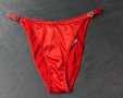 Луксозни нови сатенени червени леко изрязани бикини S/М, снимка 1