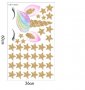 Еднорог Unicorn глава и златни звезди стикер за стена и мебел стая самозалепващ , снимка 2