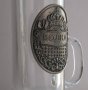 чаша с дръжка - рюмка водка герб кръст метал и стъкло, снимка 1 - Антикварни и старинни предмети - 30595289